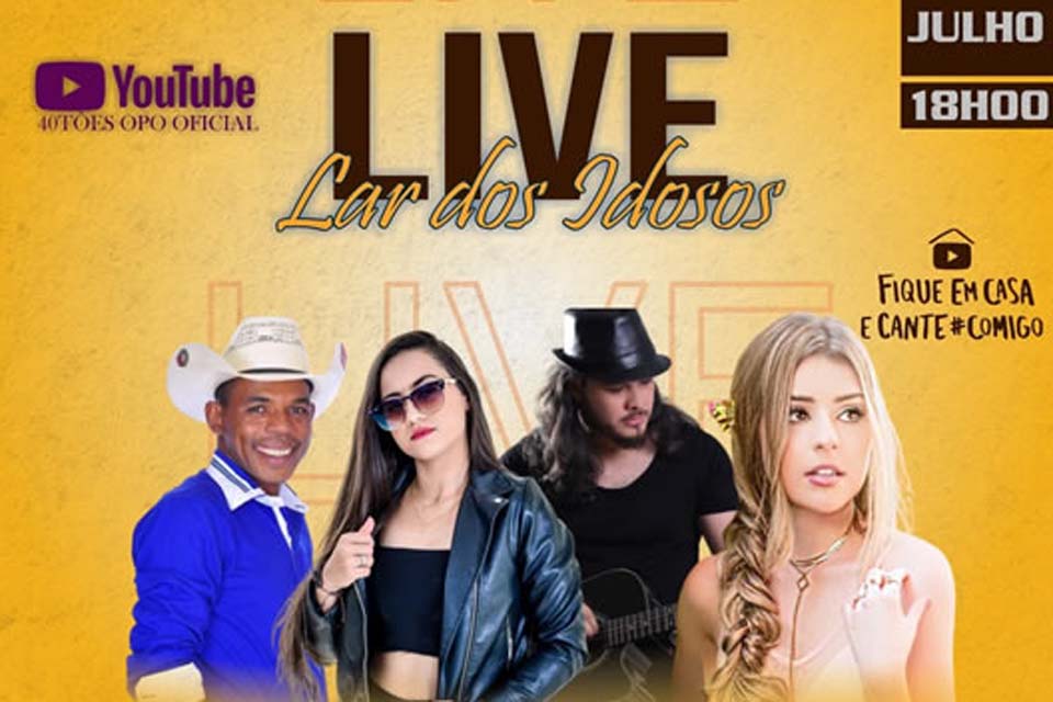 Live em prol do Lar do Idoso acontece dia 17 de julho, a partir das 18h