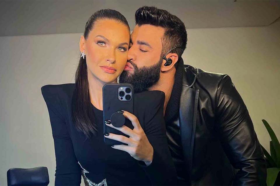 Andressa Suita ganha beijo de Gusttavo Lima em foto: 'Em êxtase'