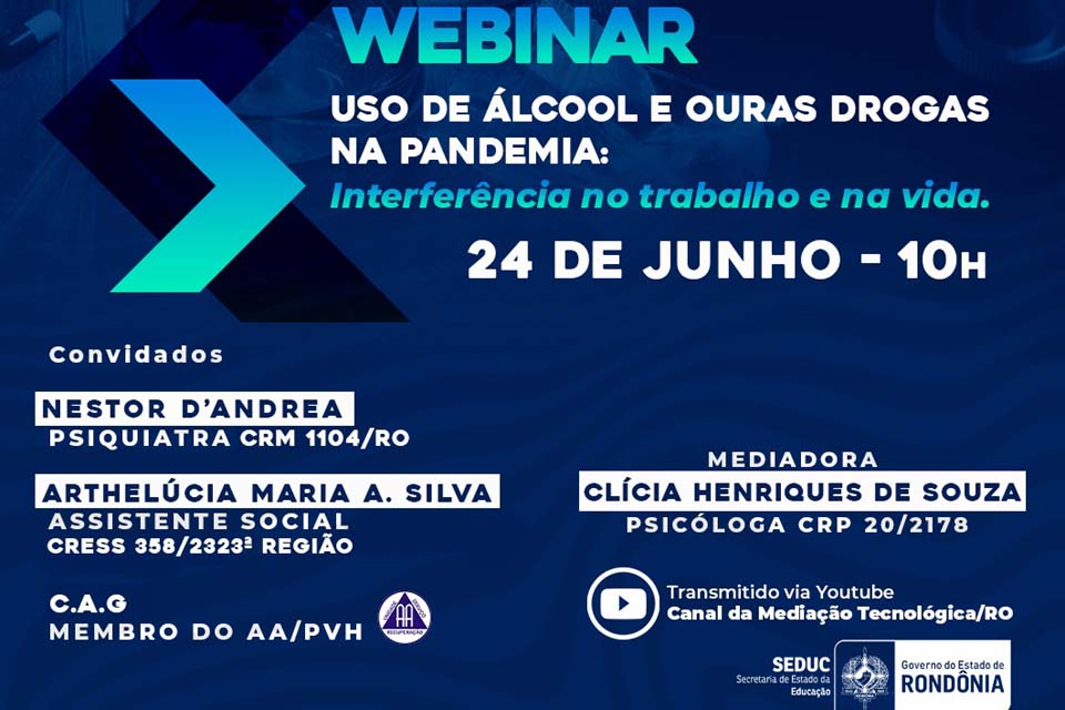 Seduc realiza webinar para conscientização sobre o uso abusivo de álcool e outras drogas