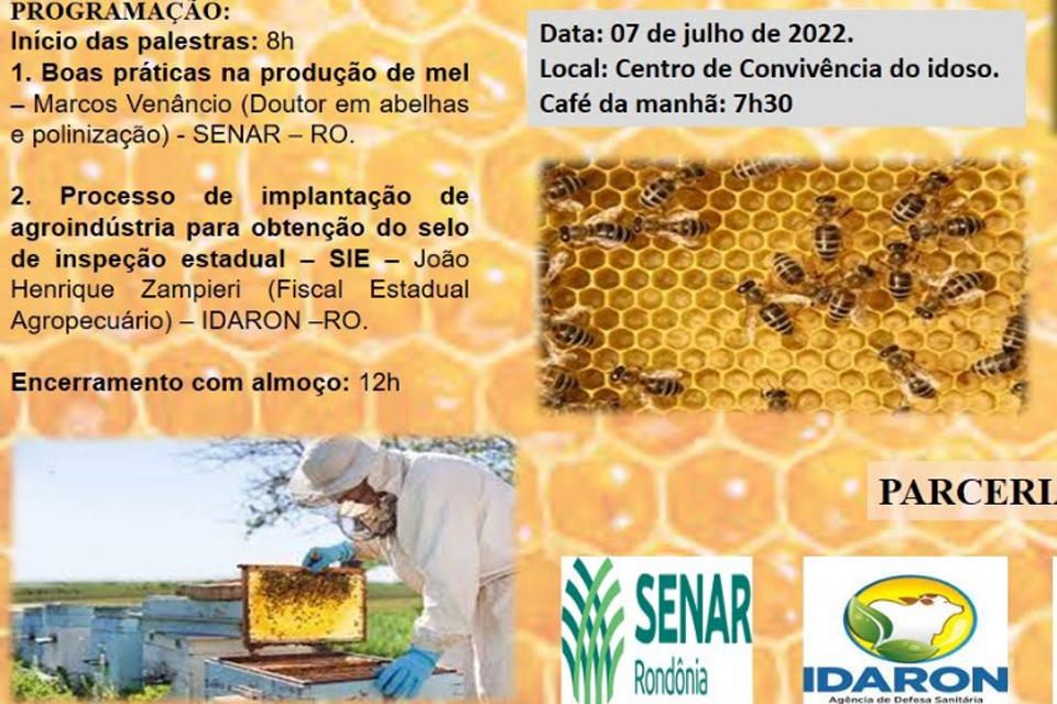 Secretaria Municipal de Agricultura realizará Seminário e Exposição sobre Apicultura