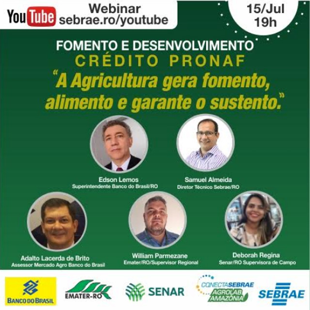 Sebrae e Banco do Brasil debatem crédito do Pronaf em evento virtual