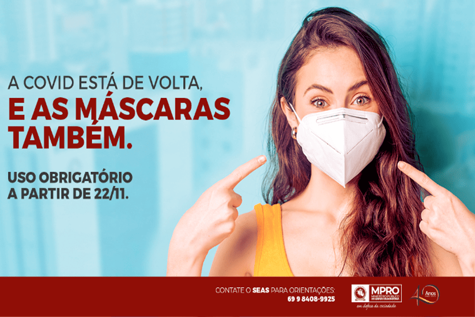 Uso de máscaras nas unidades do MPRO em todo o Estado se torna obrigatório a partir da próxima terça-feira (22)