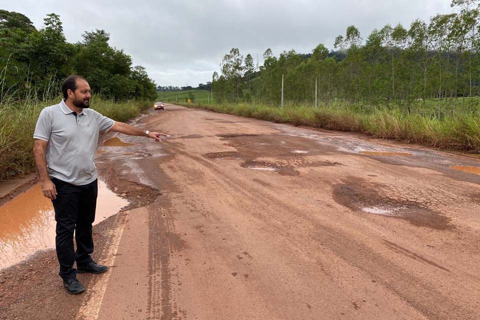 Laerte Gomes diz considerar “uma vergonha” situação da BR-429 no trecho entre Alvorada do Oeste e São Miguel do Guaporé