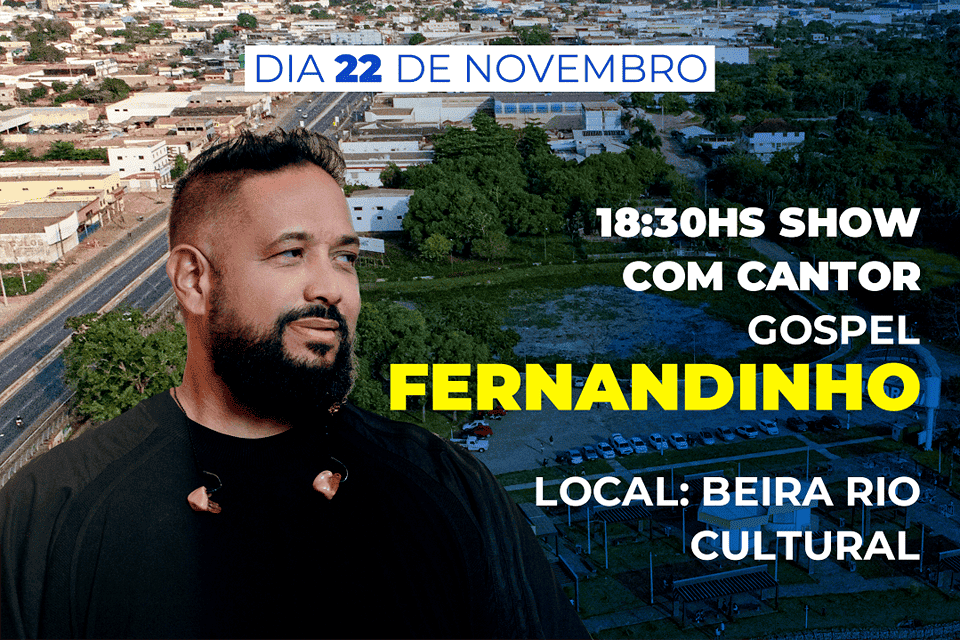 Fernandinho é a principal atração da festa dos 44 anos de Ji-Paraná; Show acontece na segunda-feira (22)