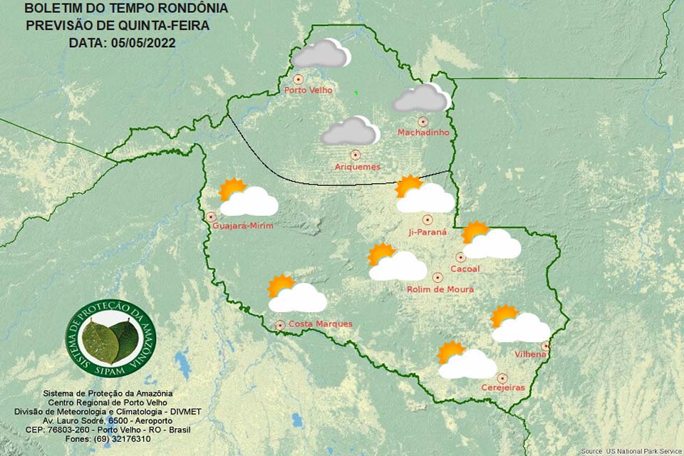 Temperaturas seguem amenas nesta quinta-feira em Rondônia