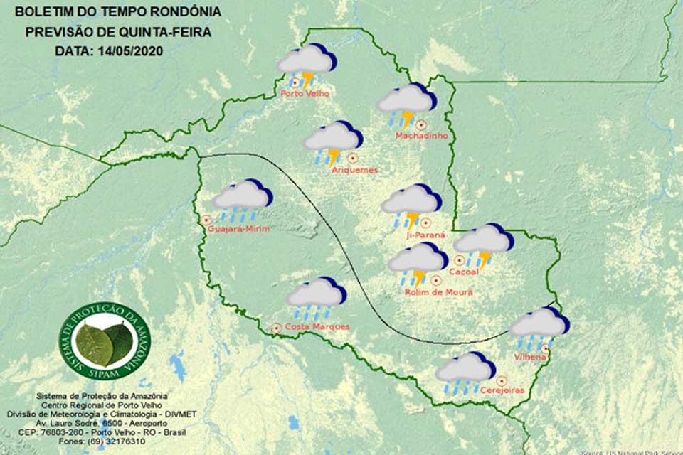 Confira a previsão do tempo para esta quinta-feira em Rondônia