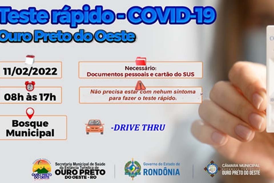 Drive-thru de testagem rápida para covid-19 acontece nesta sexta-feira (11)