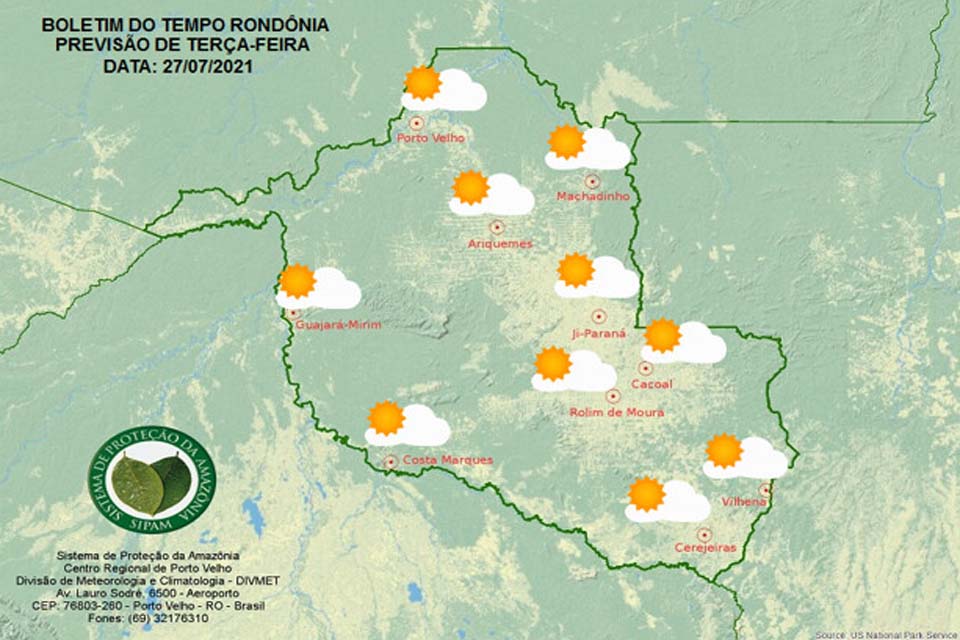 Confira a previsão do tempo para esta terça-feira em Rondônia