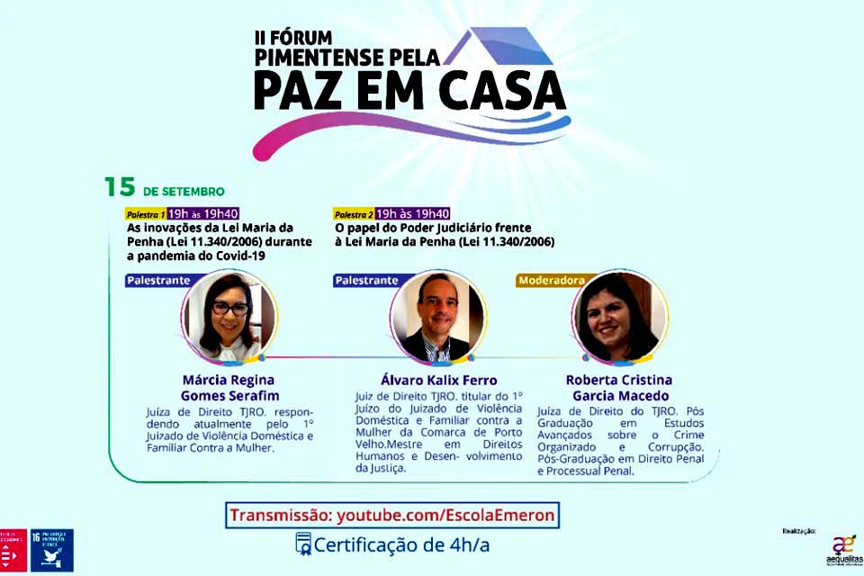 II Fórum Pimentense pela Paz em Casa será realizado virtualmente nos dias 14 de 15 de setembro