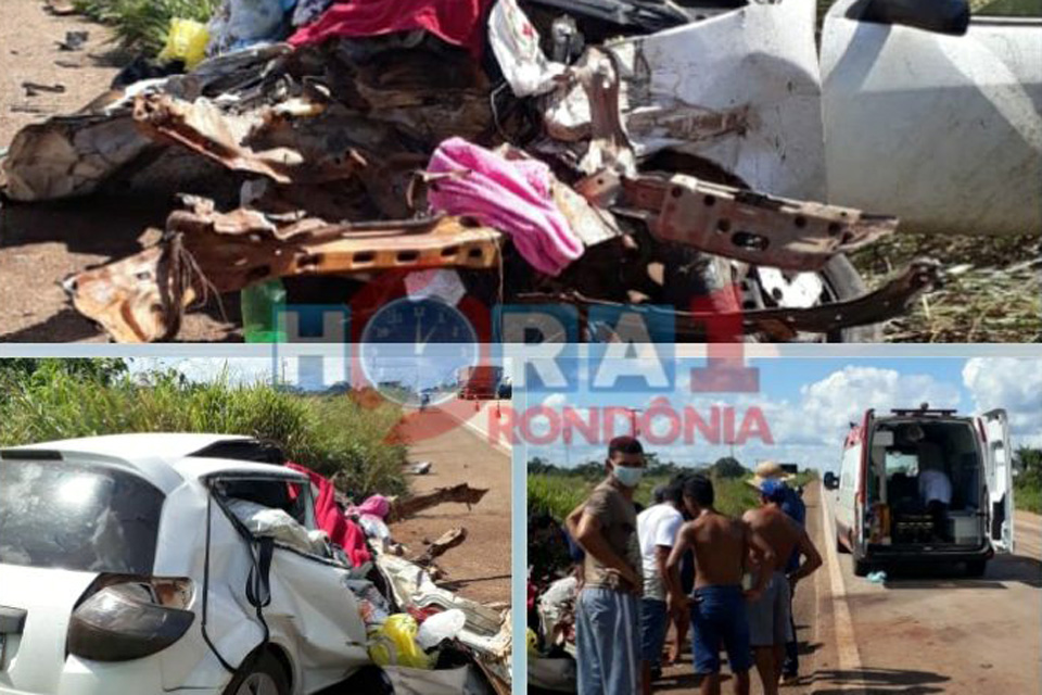 BR-364: Colisão entre carro e carreta deixa um morto e outro em estado grave