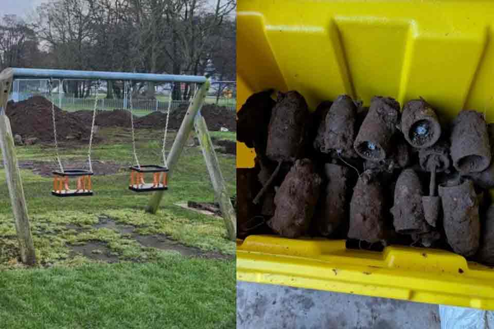 Mais de 170 bombas da Segunda Guerra são encontradas enterradas em parque infantil na Inglaterra