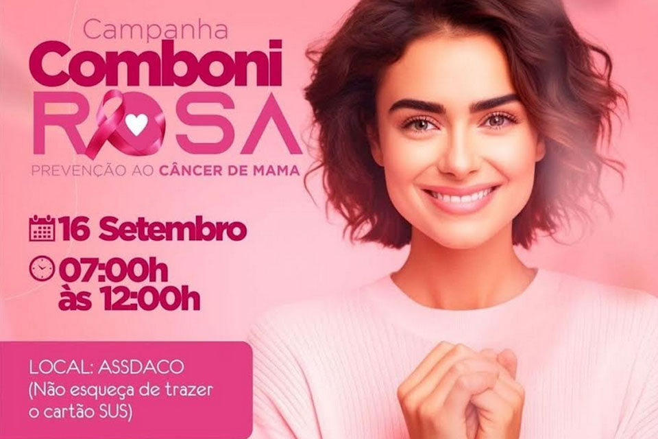 Campanha Comboni Rosa de prevenção ao câncer de mama é neste sábado em Cacoal