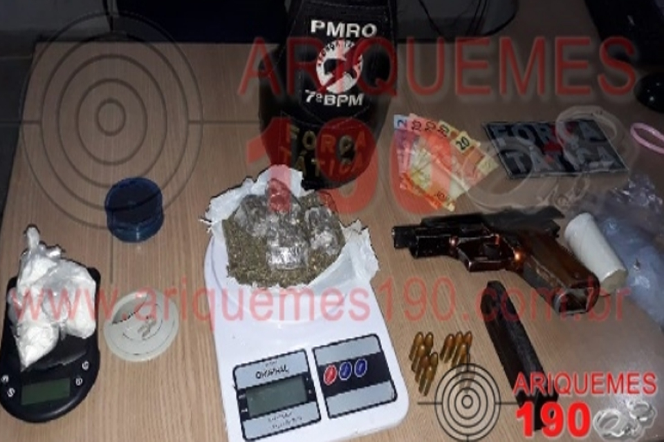 Força Tática e Canil do 7º BPM fecham boca de fumo e apreendem arma de fogo