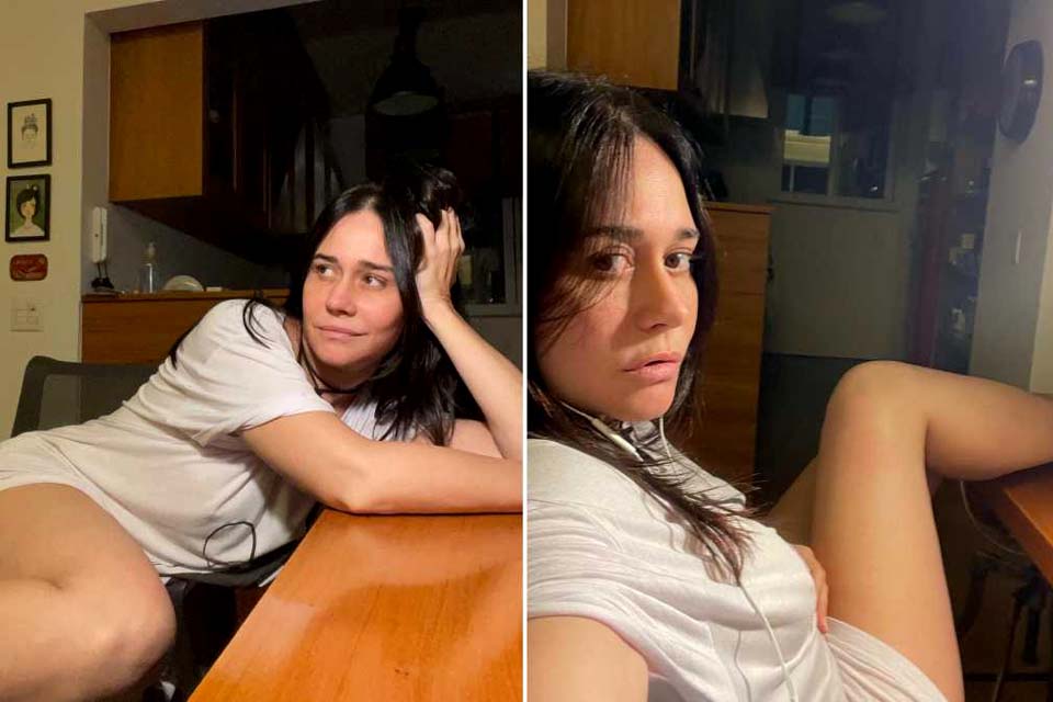 Alessandra Negrini posa sexy de camisetão: 'Quem nunca fez selfie pra enganar o tédio'