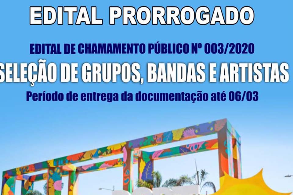 Prefeitura prorroga prazo para que artistas possam realizar inscrições