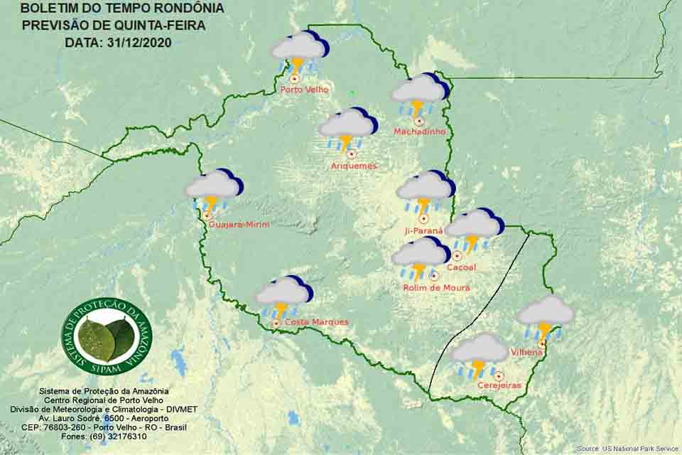 Confira a previsão do tempo para esta quinta-feira em Rondônia