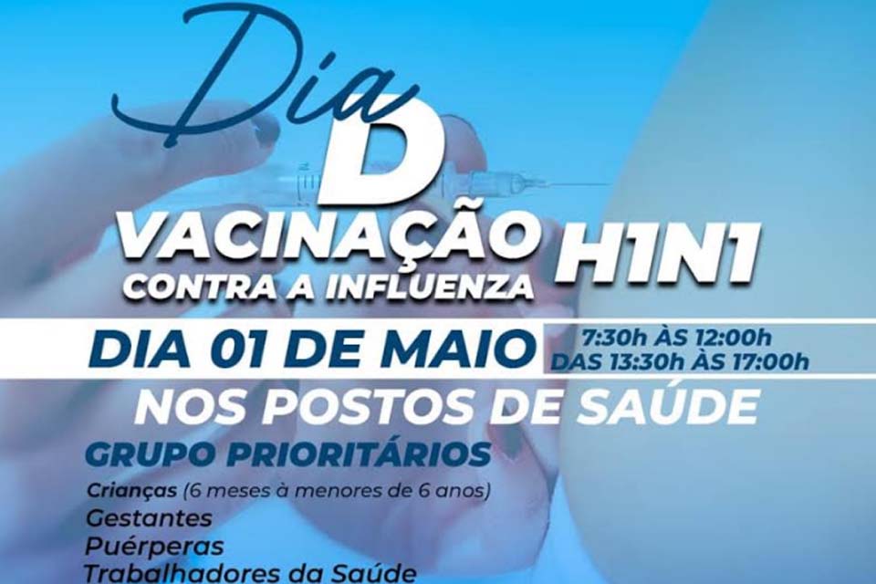 Dia D de vacina contra a gripe será neste sábado nos postos de saúde do município