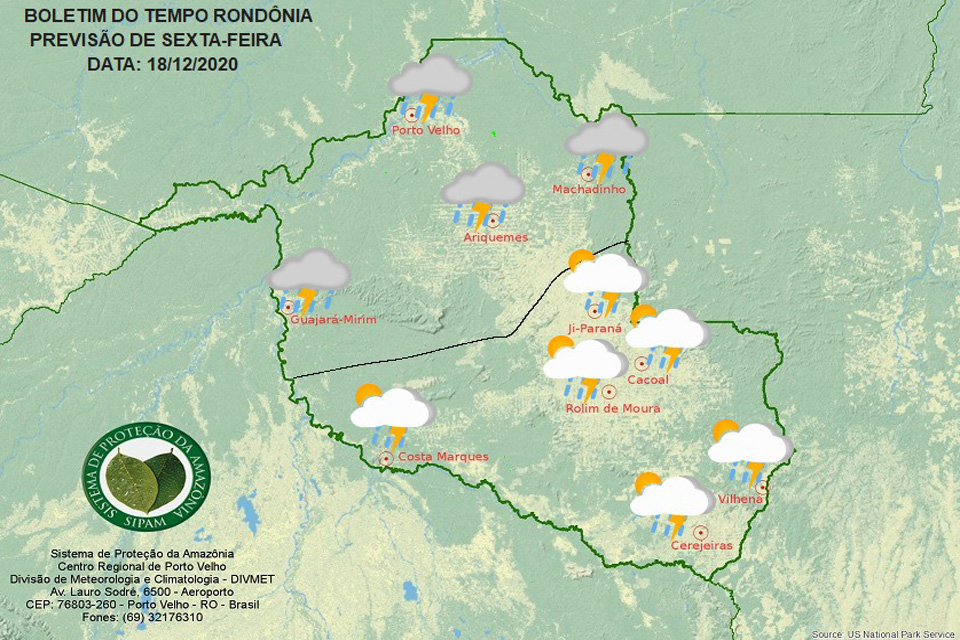 Confira a previsão do tempo para esta sexta-feira em Rondônia