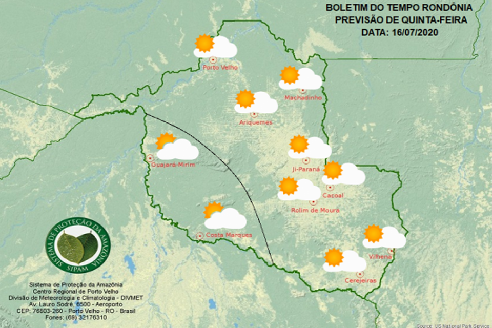 Confira a previsão do tempo para esta quinta-feira em Rondônia