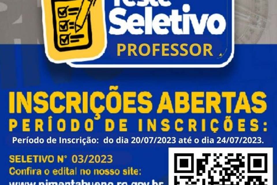 Prefeitura abre Teste Seletivo para contratação de profissionais para a educação