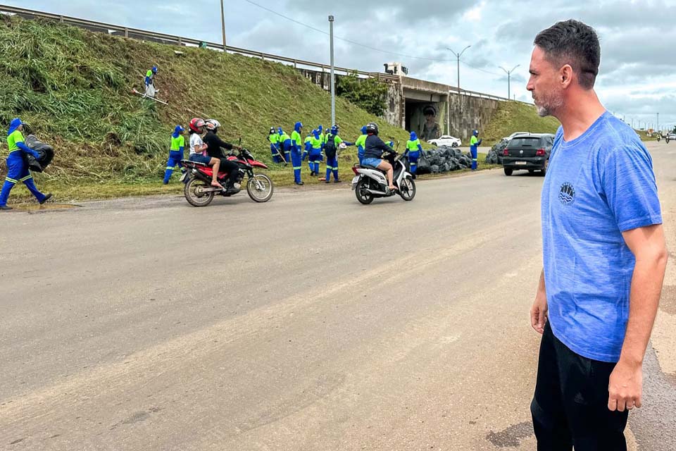 Operação Cidade Limpa realiza limpeza e manutenção no viaduto da Jatuarana em Porto Velho