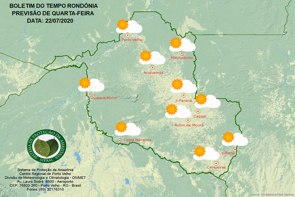 Confira a previsão do tempo para esta quarta-feira em Rondônia