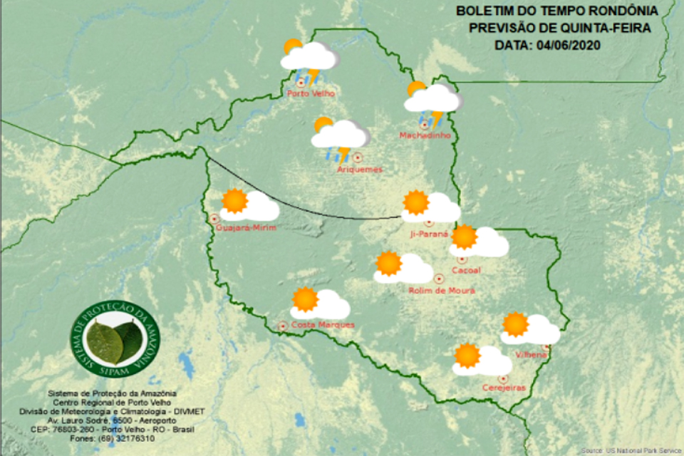 Confira a previsão do tempo para esta quinta-feira em Rondônia