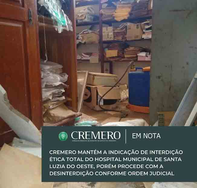 Nota de Desinterdição Hospital Municipal de Santa Luzia do Oeste