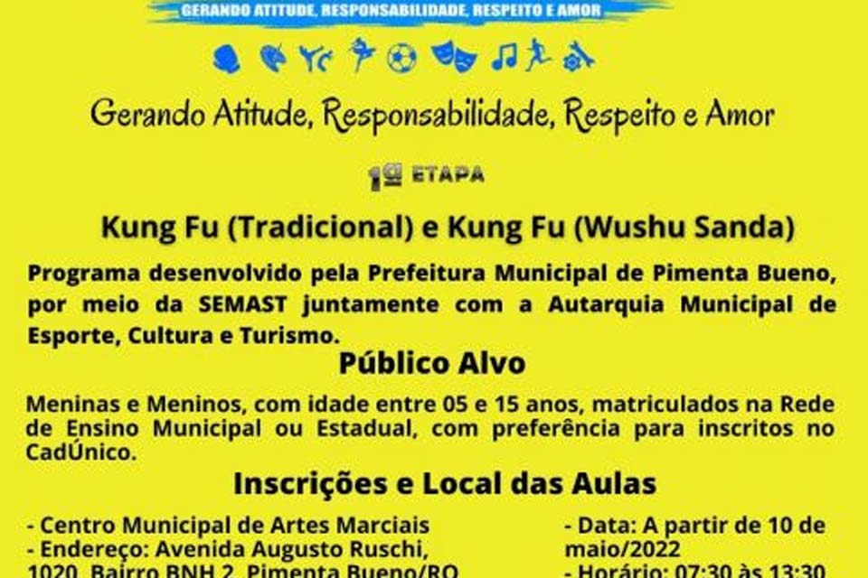 Prefeitura abre inscrições para o Programa Garra: Gerando Atitude, Responsabilidade, Respeito e Amor