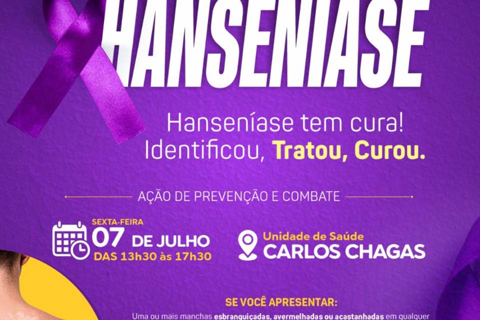 Prefeitura promoverá ação de prevenção e combate a Hanseníase no próximo dia 7