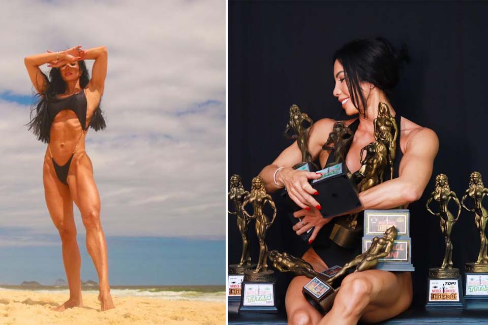 Aos 42 anos, mãe de um dos filhos de Ronaldo, Michele Umezu toma anabolizantes para campeonato de fisiculturismo