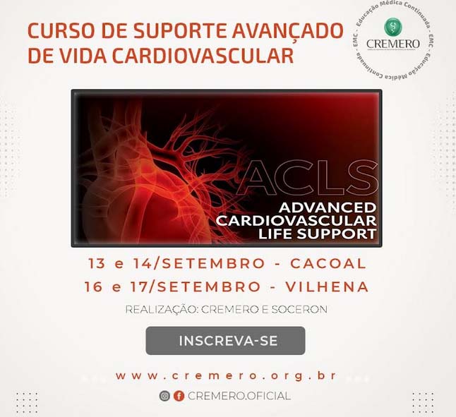 Cremero alerta para últimas vagas do Curso de ACLS para a regional de Vilhena e Cacoal 