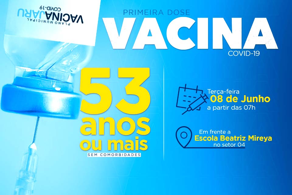 Município começa a vacinar pessoas maiores de 53 anos contra o Coronavírus nesta terça-feira