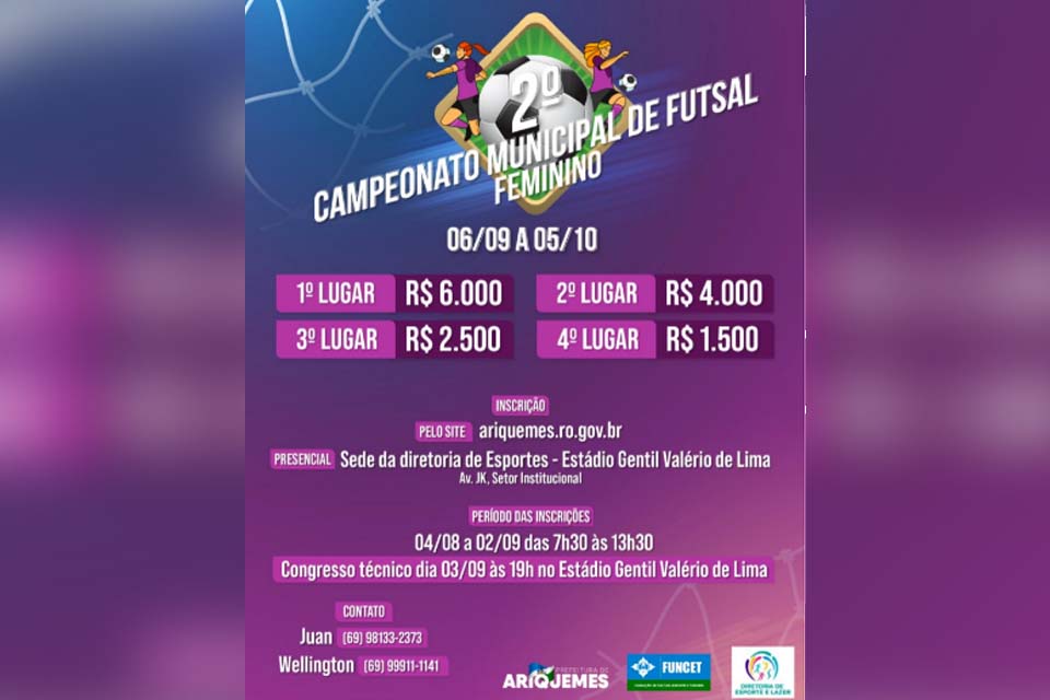 Funcet abre inscrições para o 2º Campeonato de Futsal Feminino