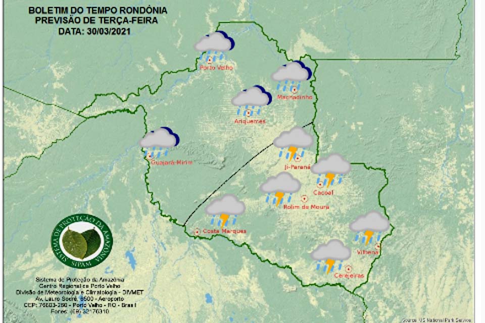 Confira a previsão do tempo para terça-feira, 30 em Rondônia