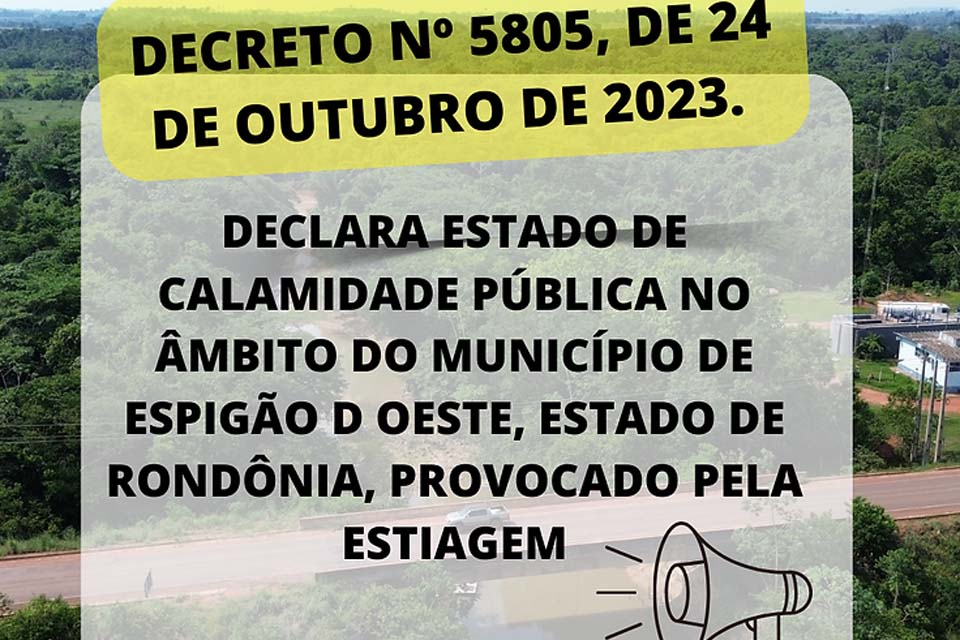 Escassez de água: Município de Espigão do Oeste decreta Estado de Calamidade Pública