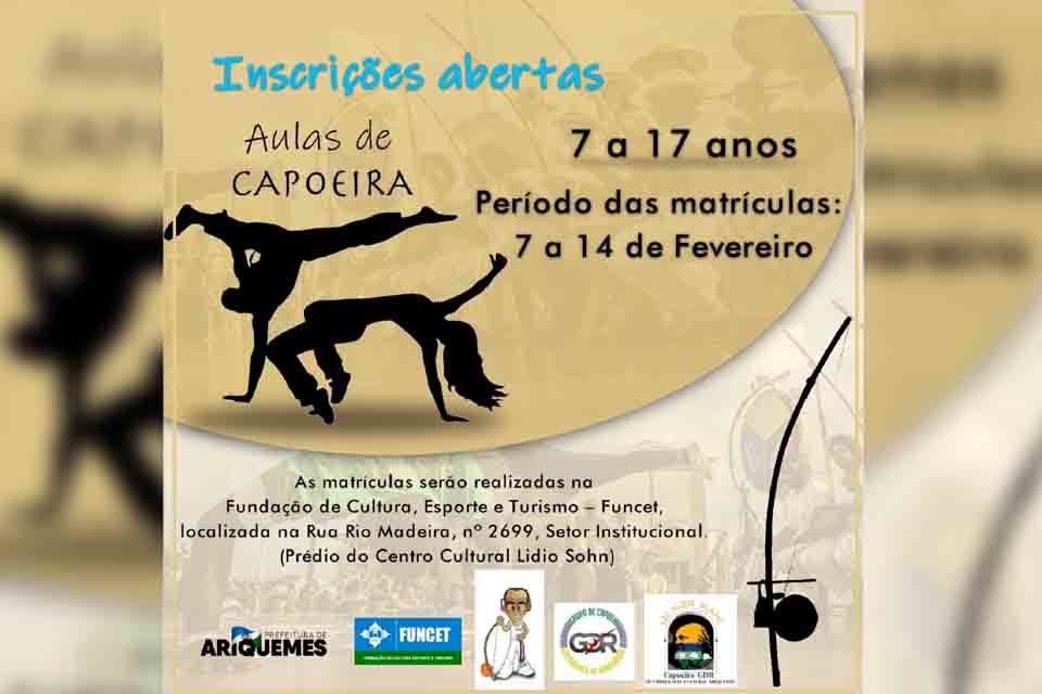 Funcet abre inscrições para aulas de capoeira