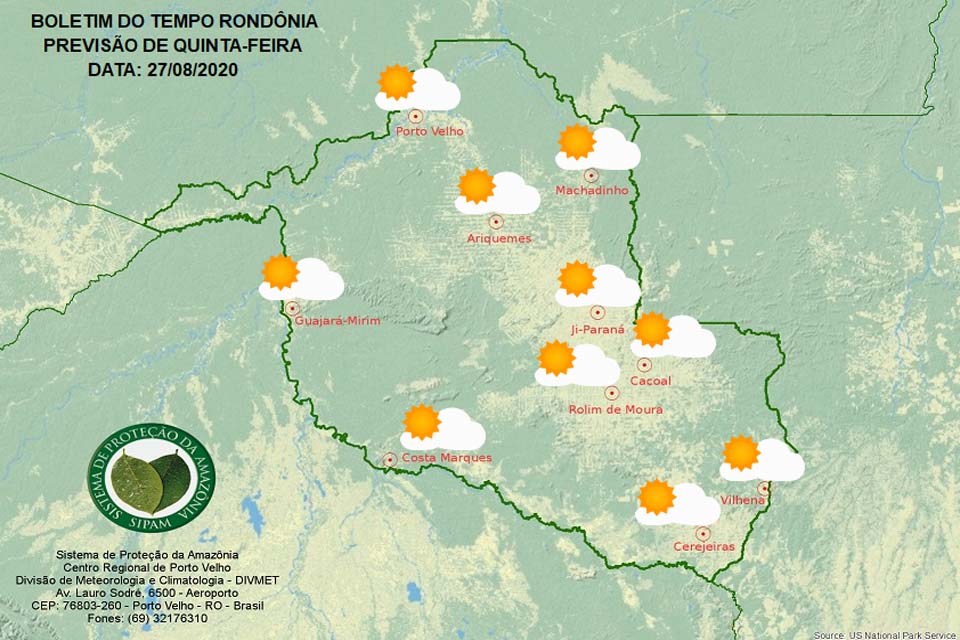 Confira a previsão do tempo para esta quinta-feira em Rondônia