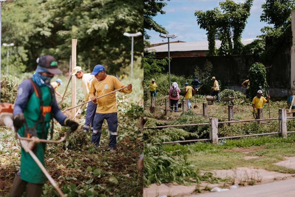 Prefeitura de Ji-Paraná realiza limpeza do Igarapé 2 de Abril