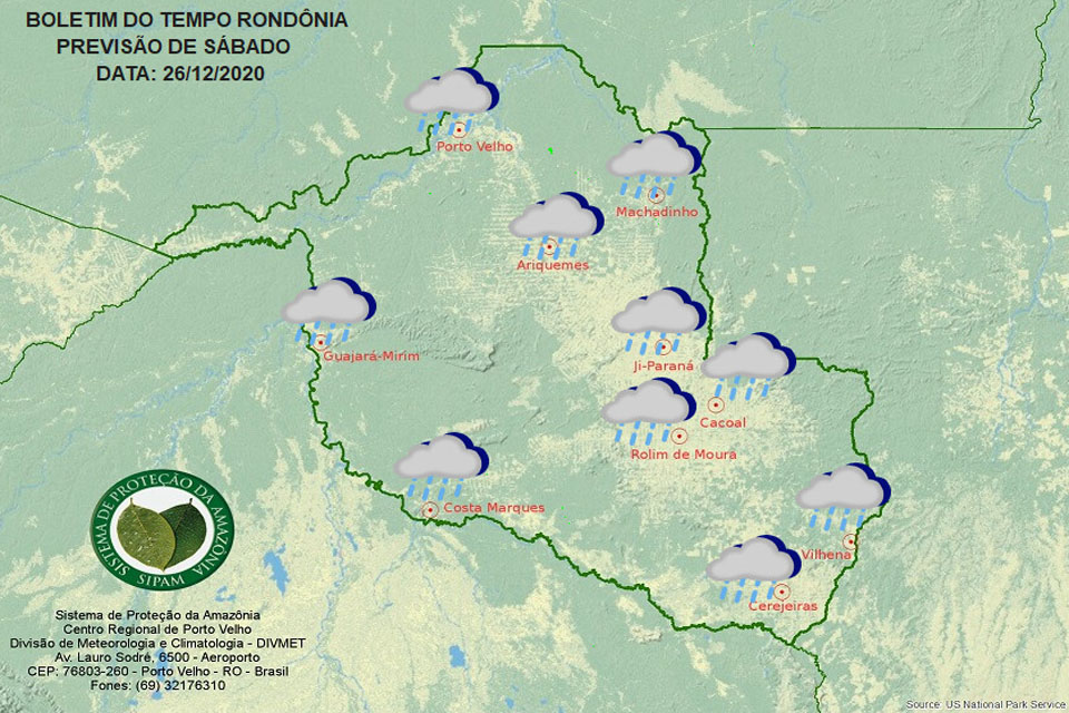 Confira a previsão do tempo para  este sábado em Rondônia