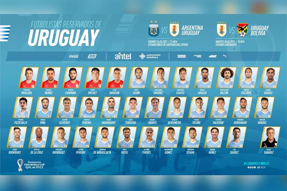 Uruguai convoca Arrascaeta e Viña para jogos contra Argentina e Bolívia