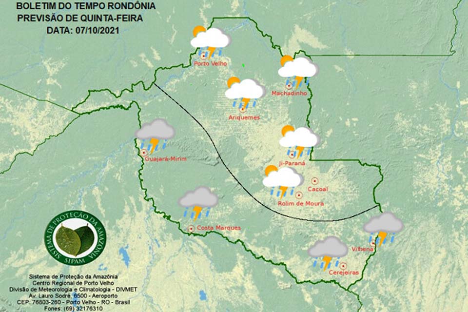 Confira a previsão do tempo para esta Quinta-feira em Rondônia