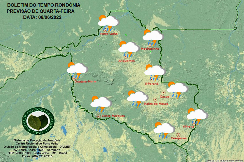 Confira previsão do tempo nesta quarta-feira (8) em Rondônia