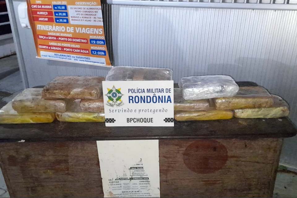 PM apreende 18kg de Skunk embrulhados para presente em embarcação