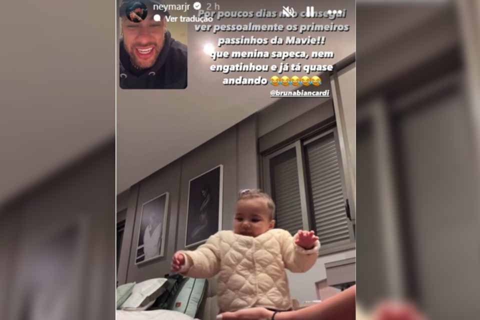 Neymar celebra primeiros passos da filha Mavie à distância: “Que menina sapeca”