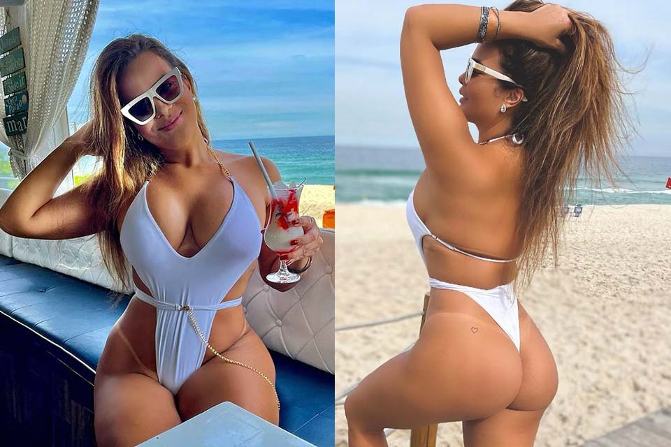 Geisy Arruda exibe tatuagem no bumbum em dia de praia: 'Sereia'