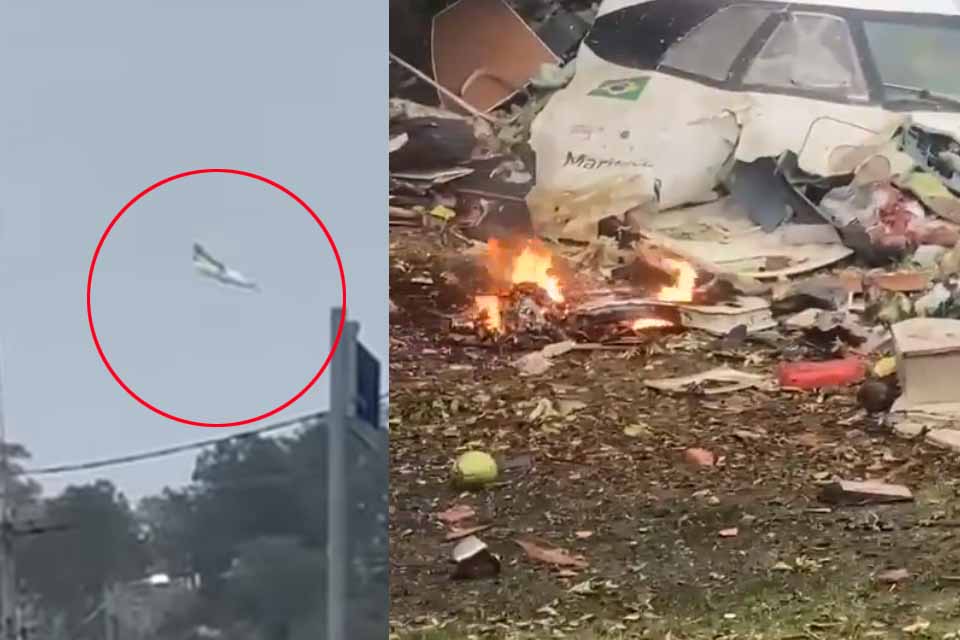 Vídeo mostra avião em chamas e corpos espalhados após cair em SP; Imagens fortes