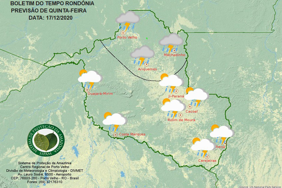 Confira a previsão do tempo para esta quinta-feira em Rondônia