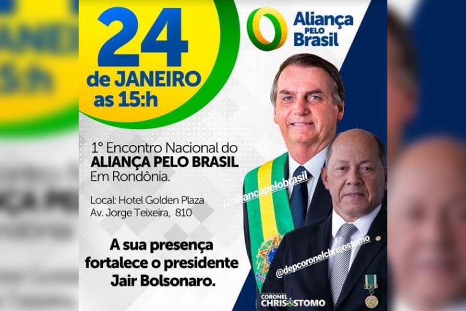 Encontro de apoiadores do Aliança pelo Brasil será nesta sexta-feira em Porto Velho