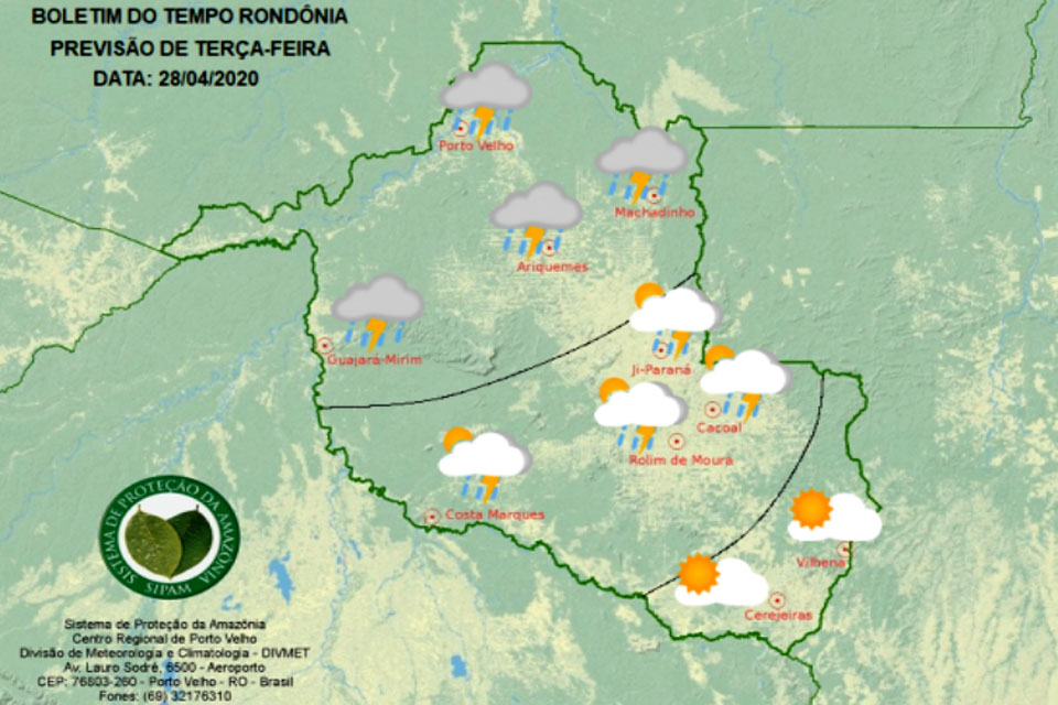 Confira a previsão do tempo para esta terça-feira em Rondônia